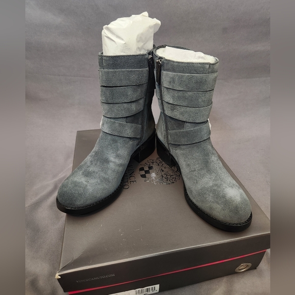 Vince Camuto Motorcycle Mid-Calf Gray Sueded Boot sz 7 - Picture 1 of 8